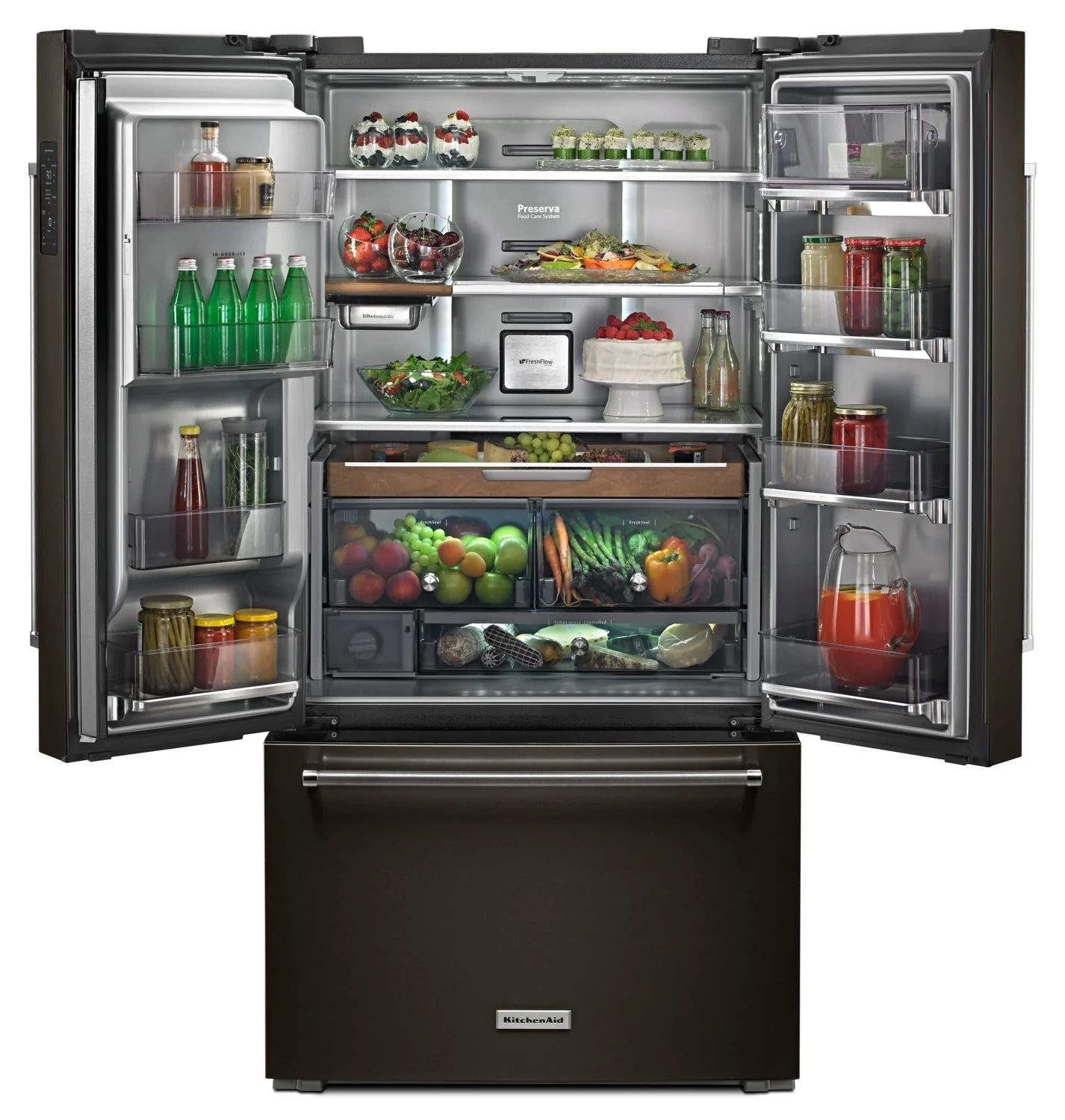 KitchenAid Black Stainless Steel Counter-Depth French Door Refrigerator (23.8 Cu. Ft.) - KRFC704FBS - Image 4