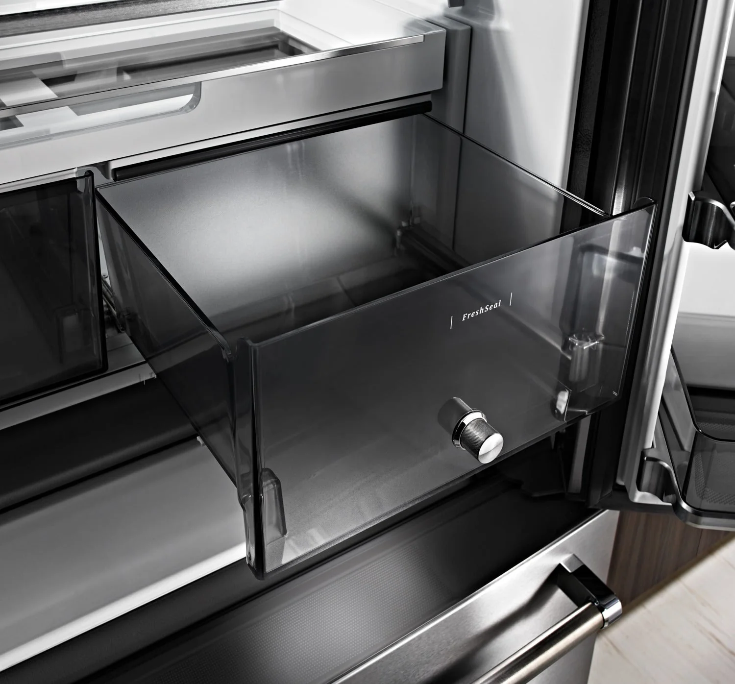 KitchenAid Black Stainless Steel Counter-Depth French Door Refrigerator (23.8 Cu. Ft.) - KRFC704FBS - Image 8