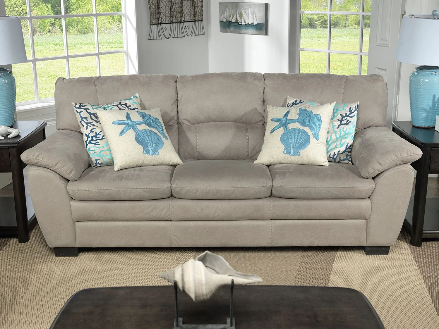 Maree Pillow Top Arm Fabric Sofa - Silver Grey - Image 3